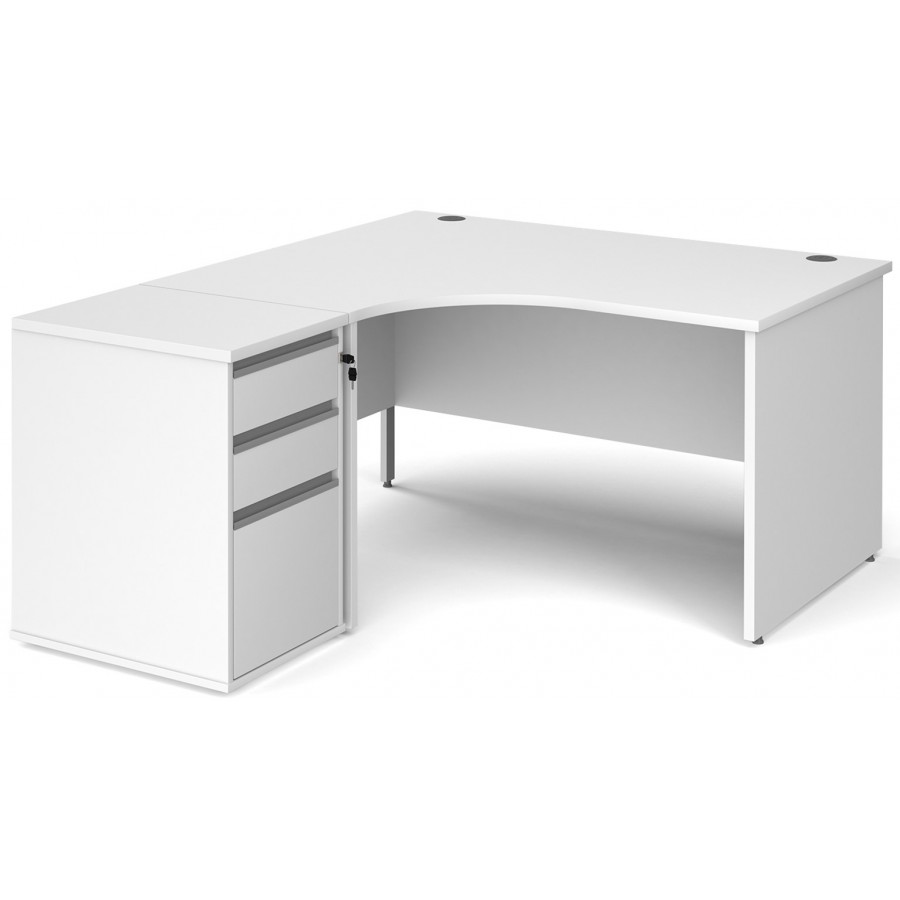 Harlow Ergonomic Desk with Panel End Legs and 3 Drawer Pedestal